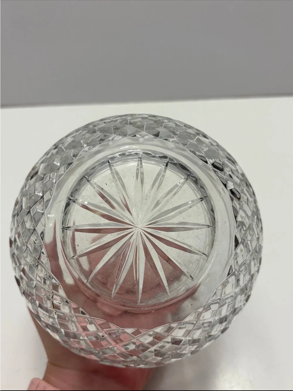 vintage cut-crystal globe rose bowl/ vase